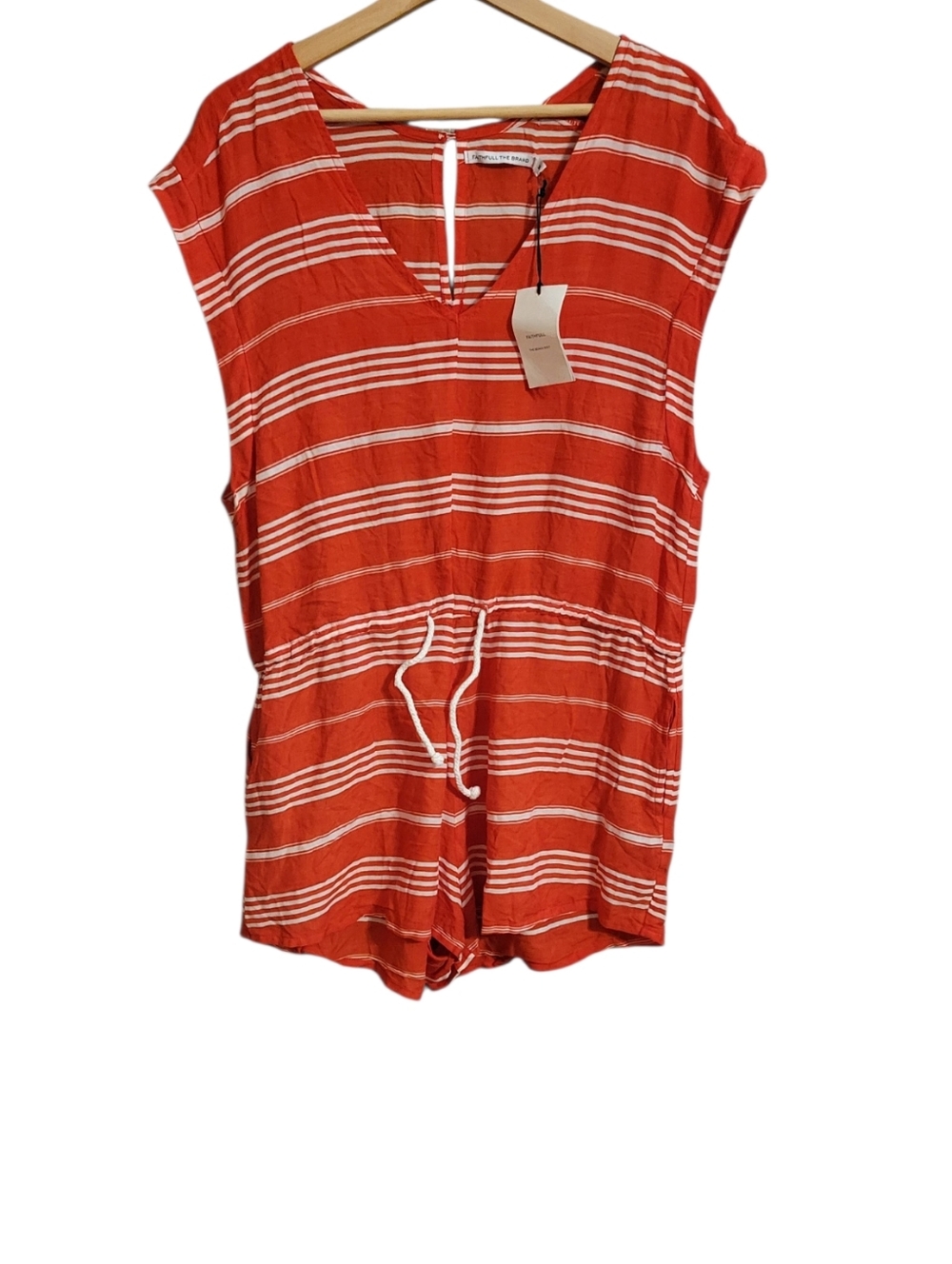 Faithfull The Brand Red Striped Cover Up Romper